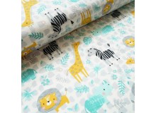 Bio Jersey Stoffonkel - Dschungel weiß